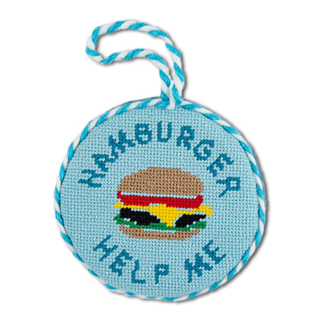 Needlepoint Ornament - Hamburger Help Me - Furbish Studio