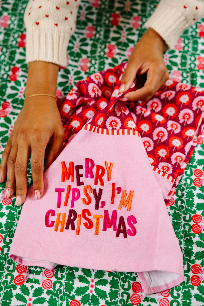 Merry Tipsy Dish Towel - Furbish Studio