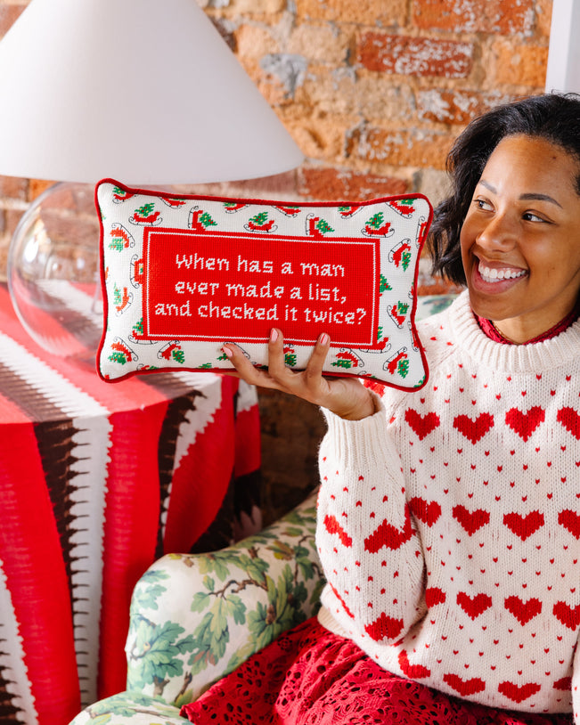Check it Twice Needlepoint Pillow - Furbish Studio