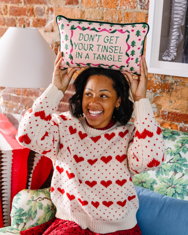 Tinsel in a Tangle Needlepoint Pillow - Furbish Studio