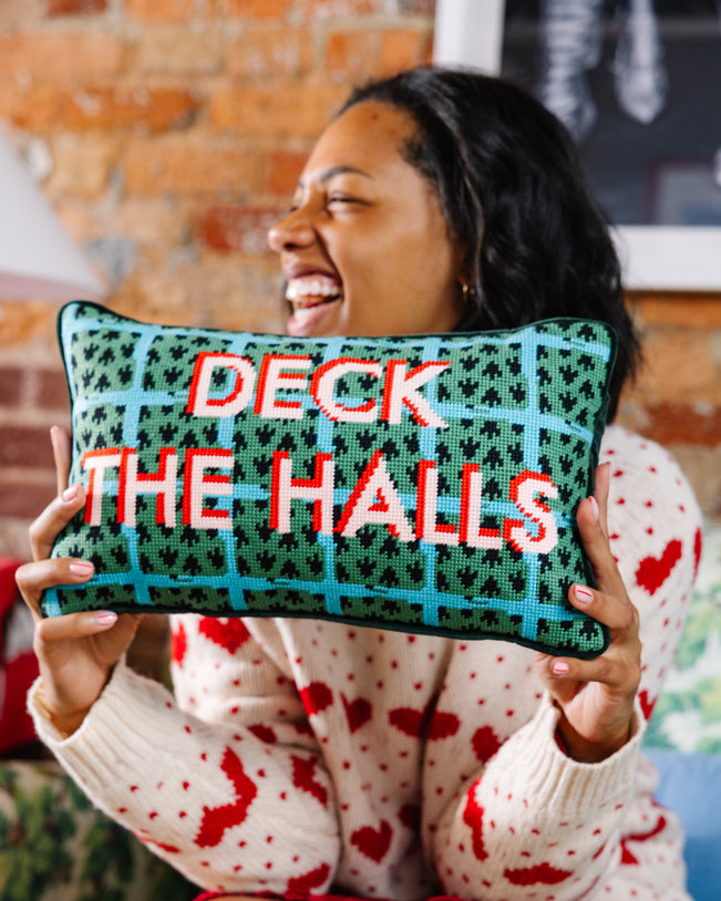 Deck the Halls Needlepoint Pillow - Furbish Studio