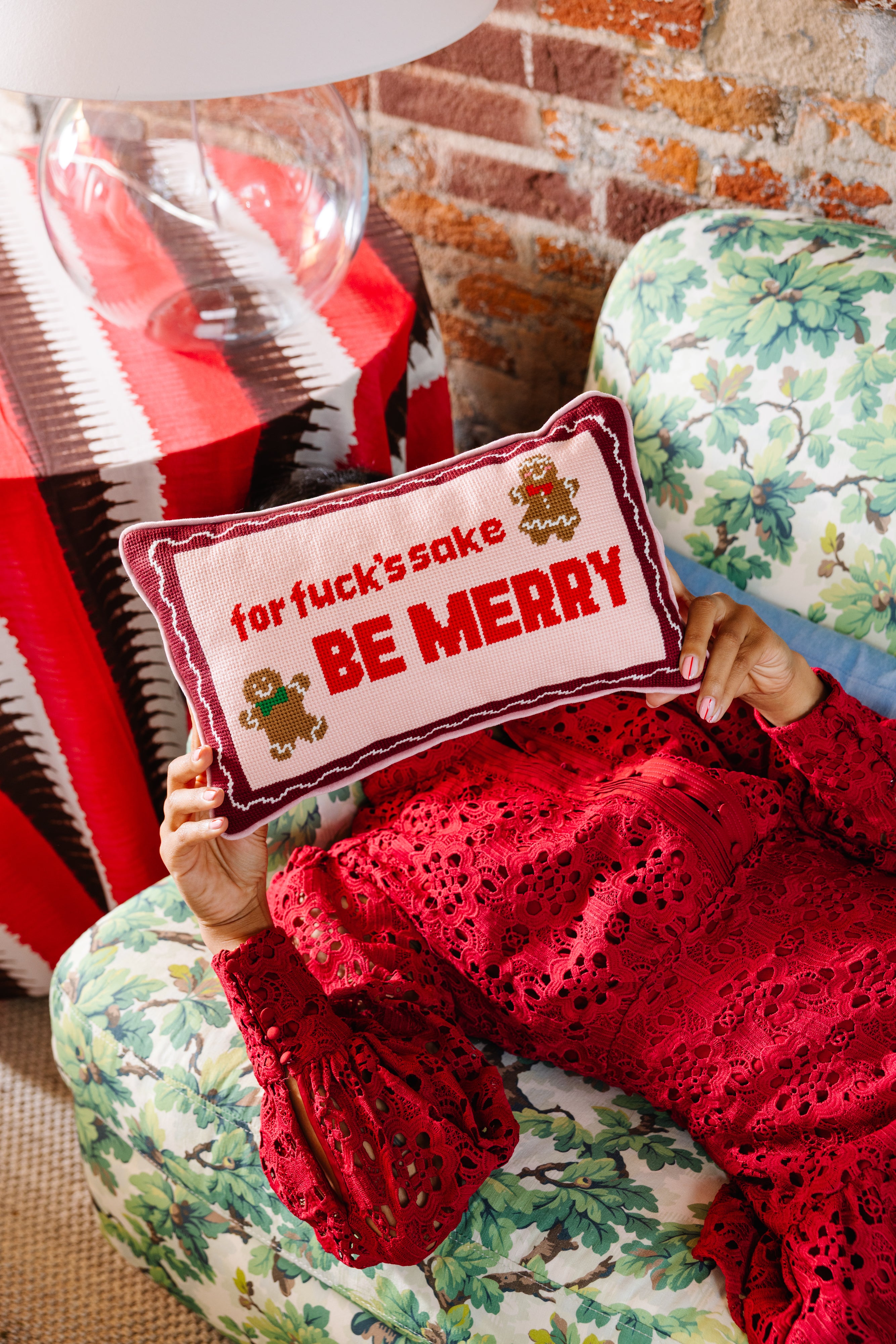 For Fuck's Sake Be Merry Needlepoint Pillow – Furbish Studio