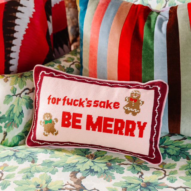 Be Merry Needlepoint Pillow - Furbish Studio