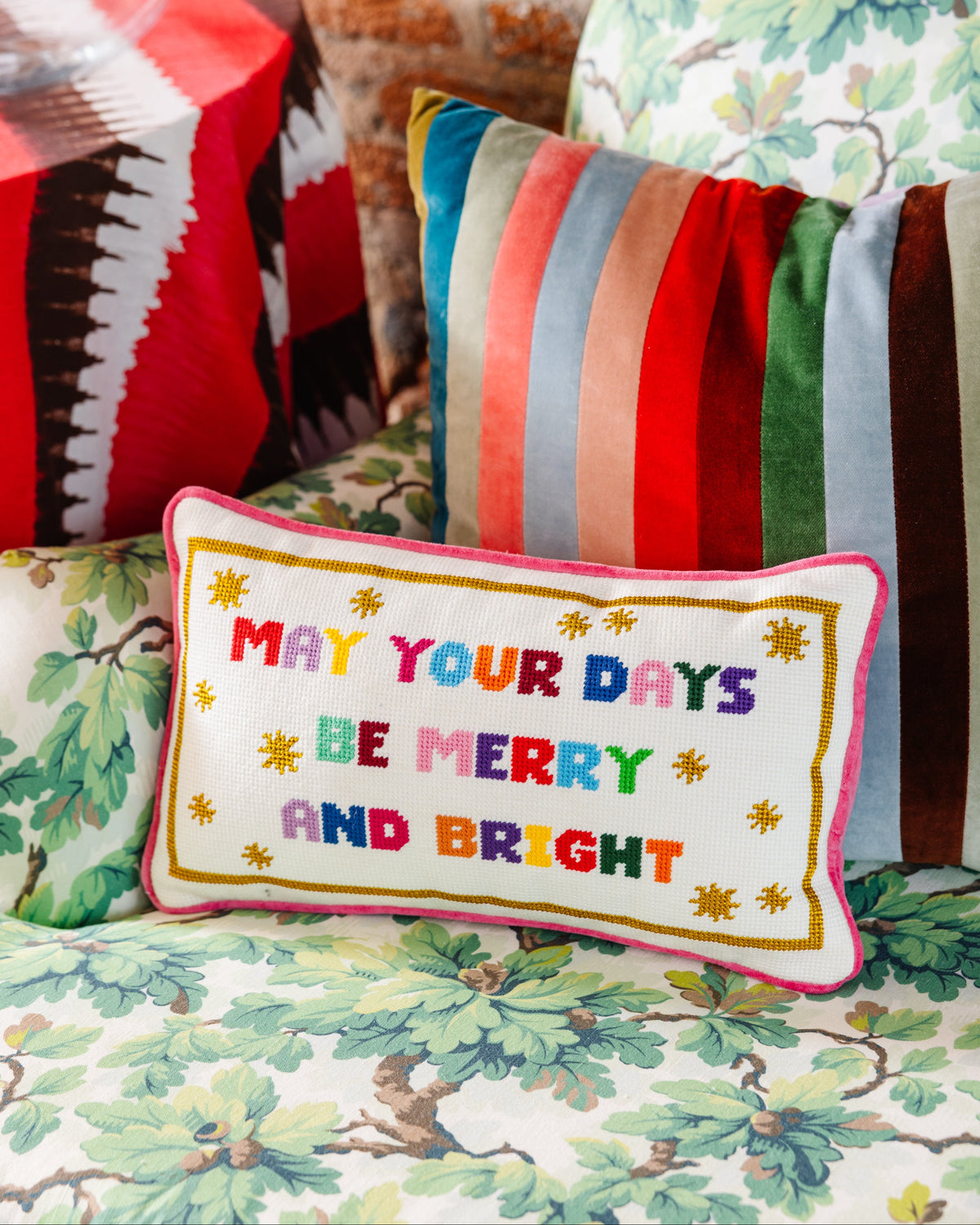 Merry & Bright Needlepoint Pillow - Furbish Studio