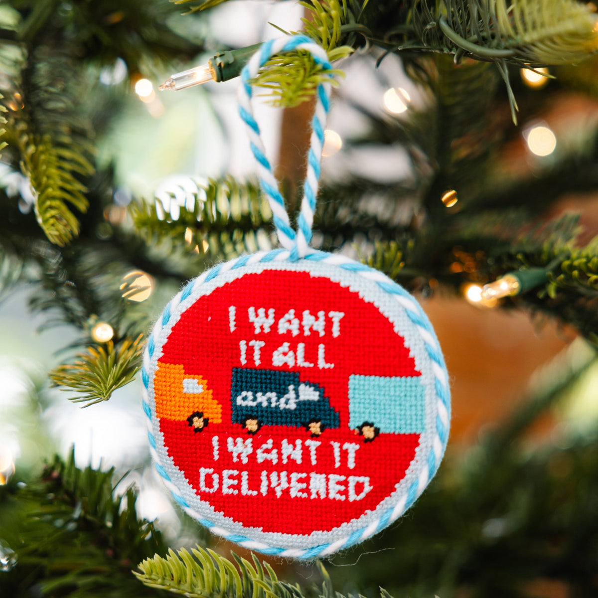 Needlepoint Ornament - Delivered - Furbish Studio