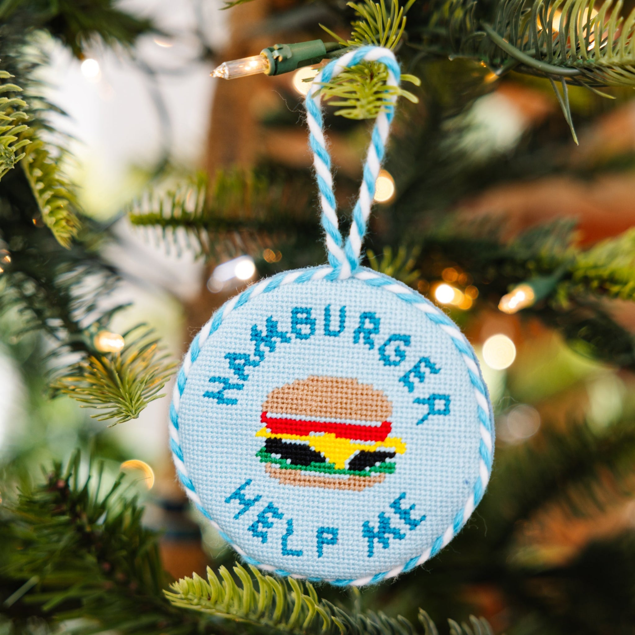Needlepoint Ornament Hamburger Help Me