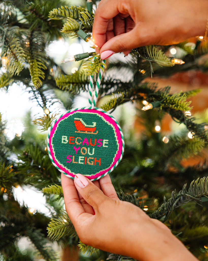 Needlepoint Ornament - Sleigh - Furbish Studio