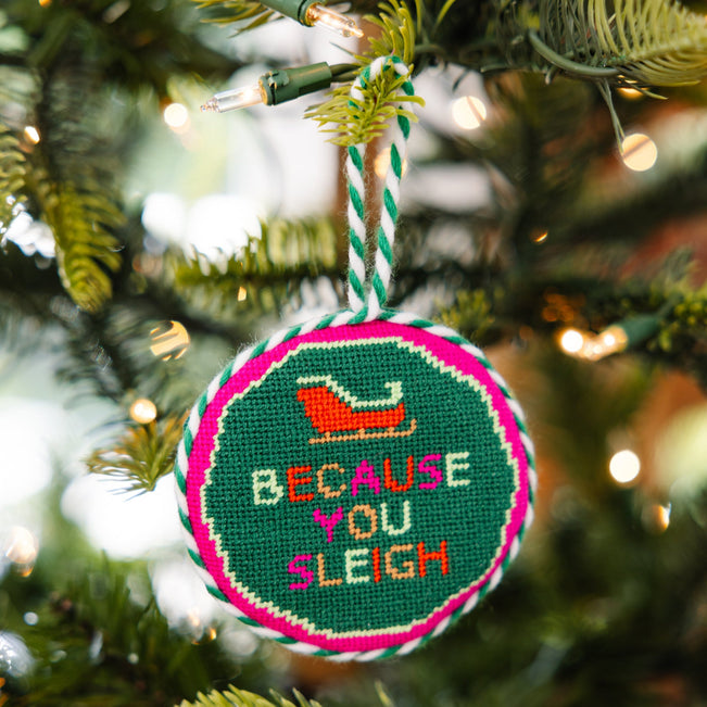 Needlepoint Ornament - Sleigh - Furbish Studio