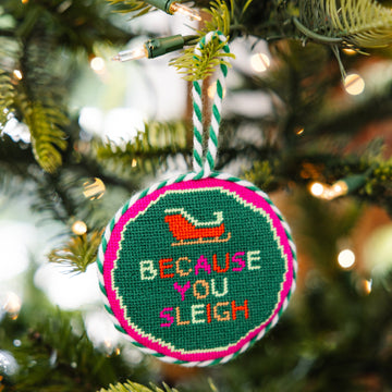 Needlepoint Ornament - Sleigh - Furbish Studio