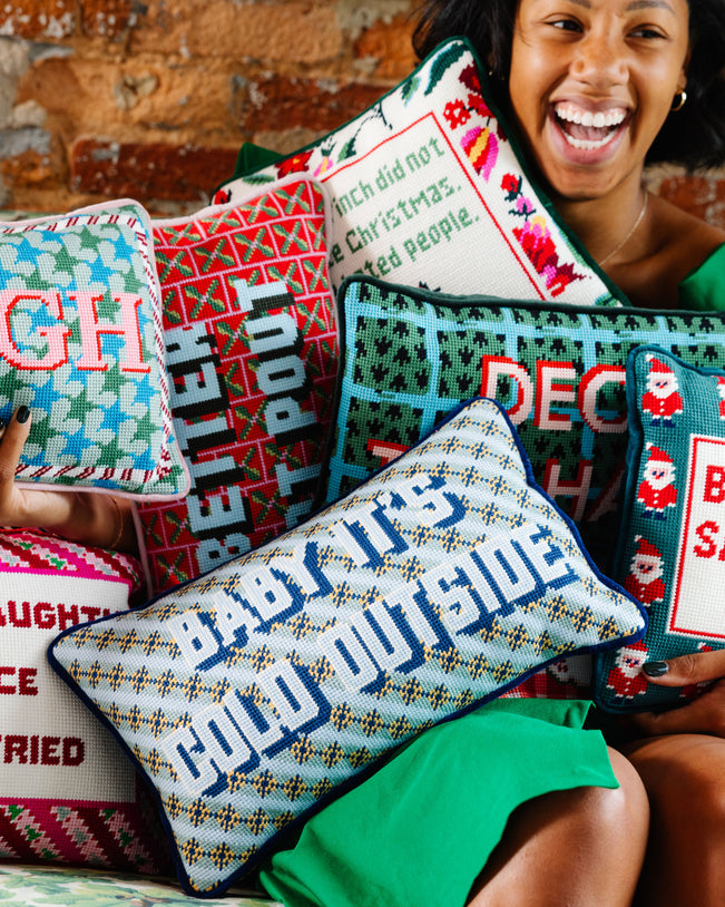 Baby It's Cold Outside Needlepoint Pillow - Furbish Studio