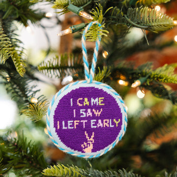 Needlepoint Ornament - Left Early - Furbish Studio