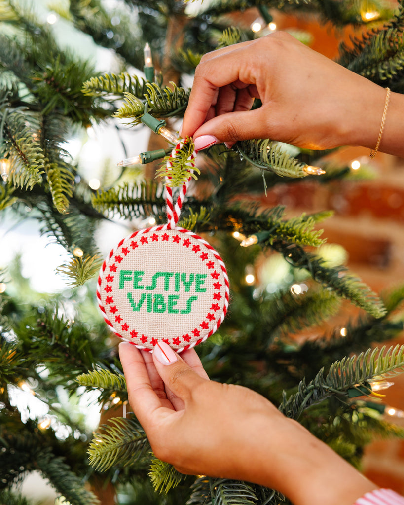 Needlepoint Ornament - Festive Vibes - Furbish Studio