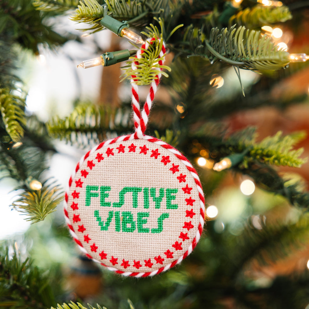 Needlepoint Ornament - Festive Vibes - Furbish Studio