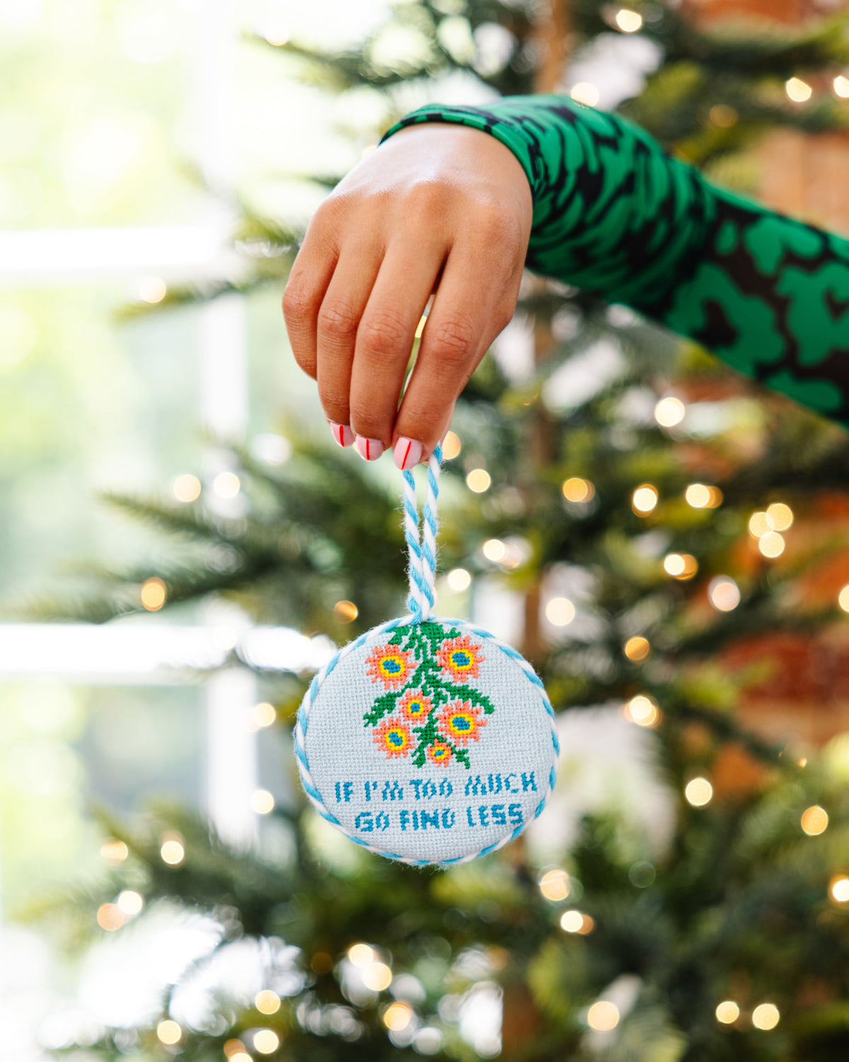 Needlepoint Ornament - Go Find Less - Furbish Studio