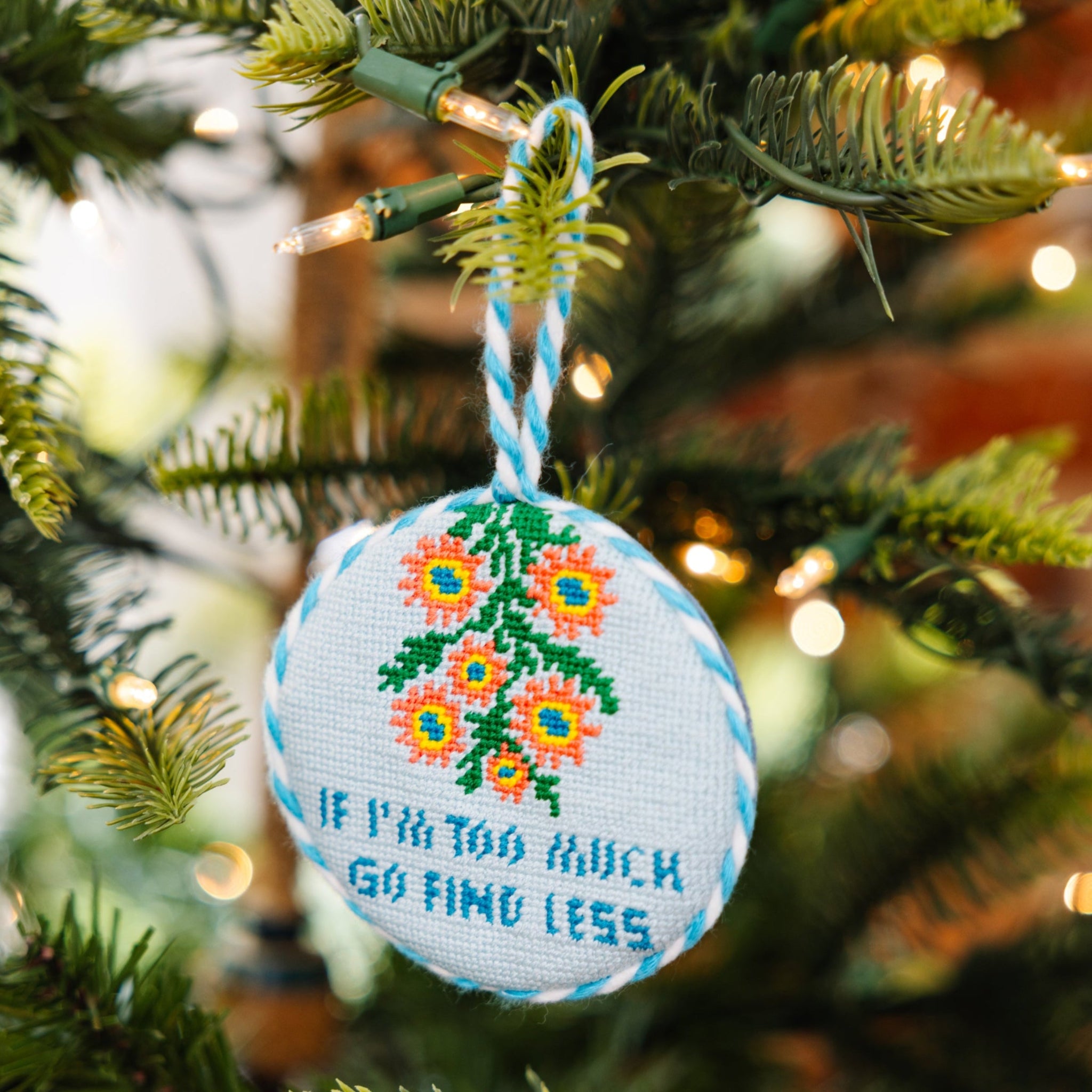 Needlepoint Ornament Go Find Less