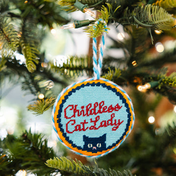 Needlepoint Ornament - Childless Cat Lady - Furbish Studio