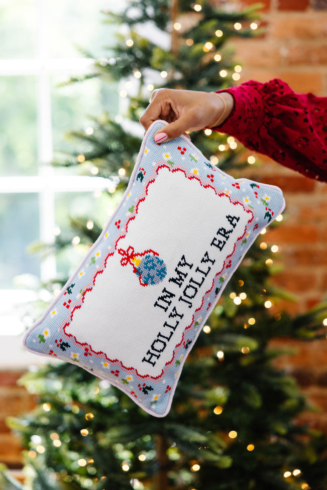 Holly Jolly Era Needlepoint Pillow - Furbish Studio