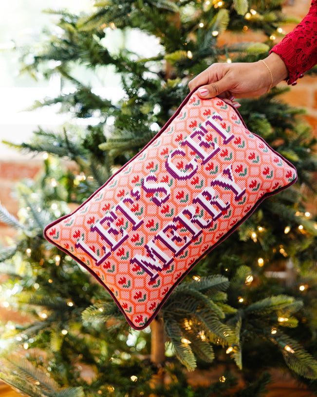 Let's Get Merry Needlepoint Pillow - Furbish Studio