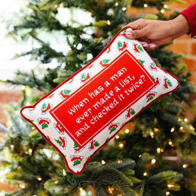 Check it Twice Needlepoint Pillow - Furbish Studio