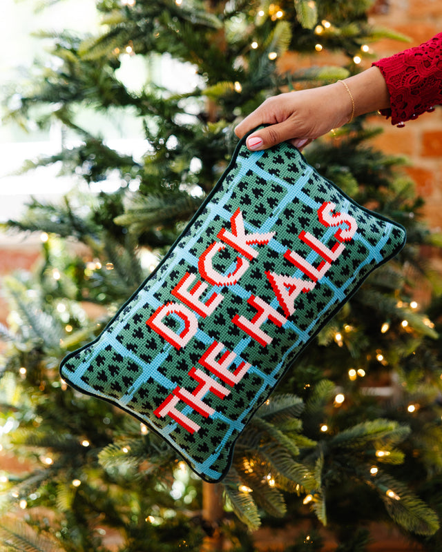 Deck the Halls Needlepoint Pillow - Furbish Studio