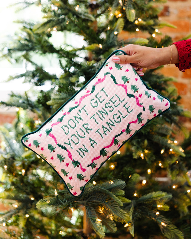 Tinsel in a Tangle Needlepoint Pillow - Furbish Studio