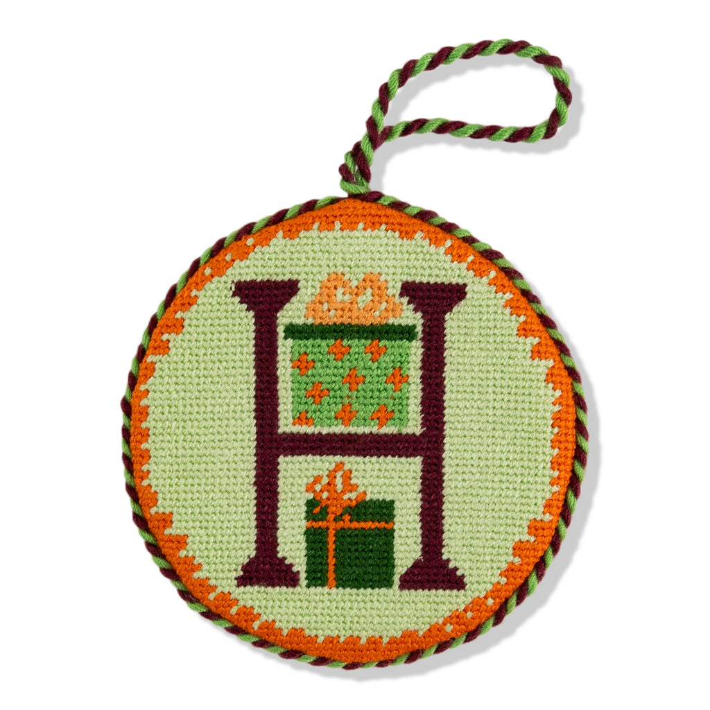 Needlepoint Monogram Ornament - H - Furbish Studio
