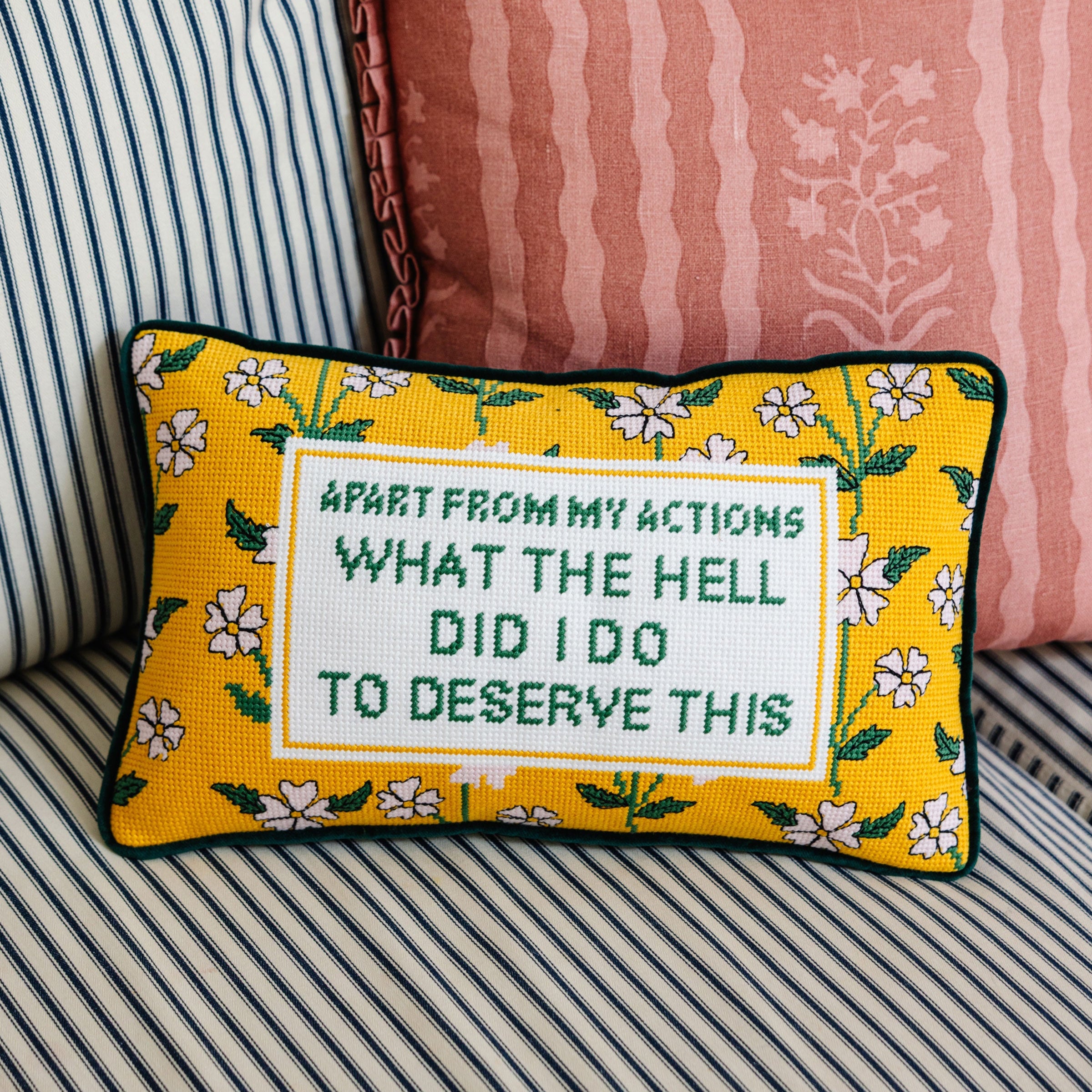 Apart From My Actions What Did I Do To Deserve This Needlepoint