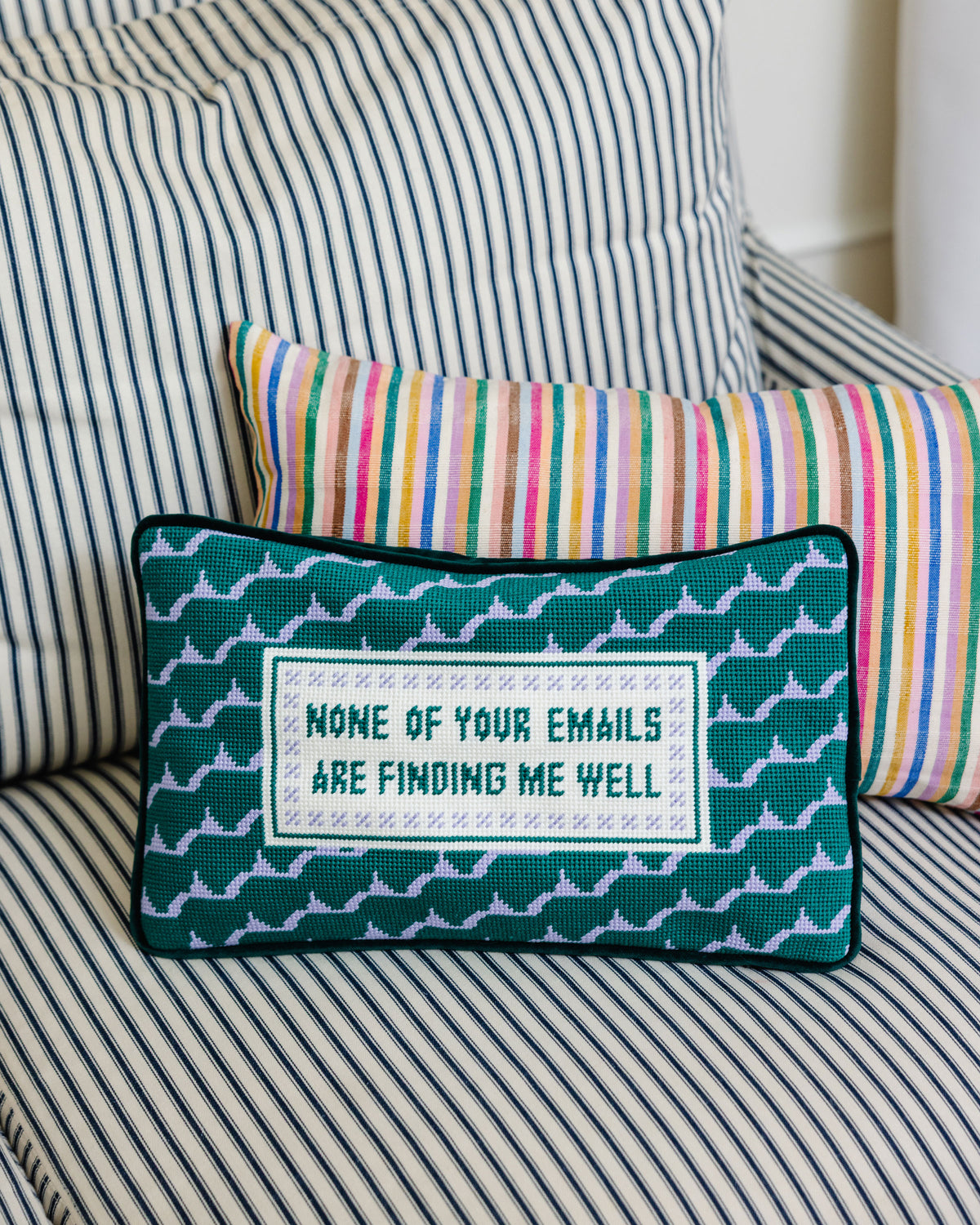 Emails Finding Me Needlepoint Pillow - Furbish Studio