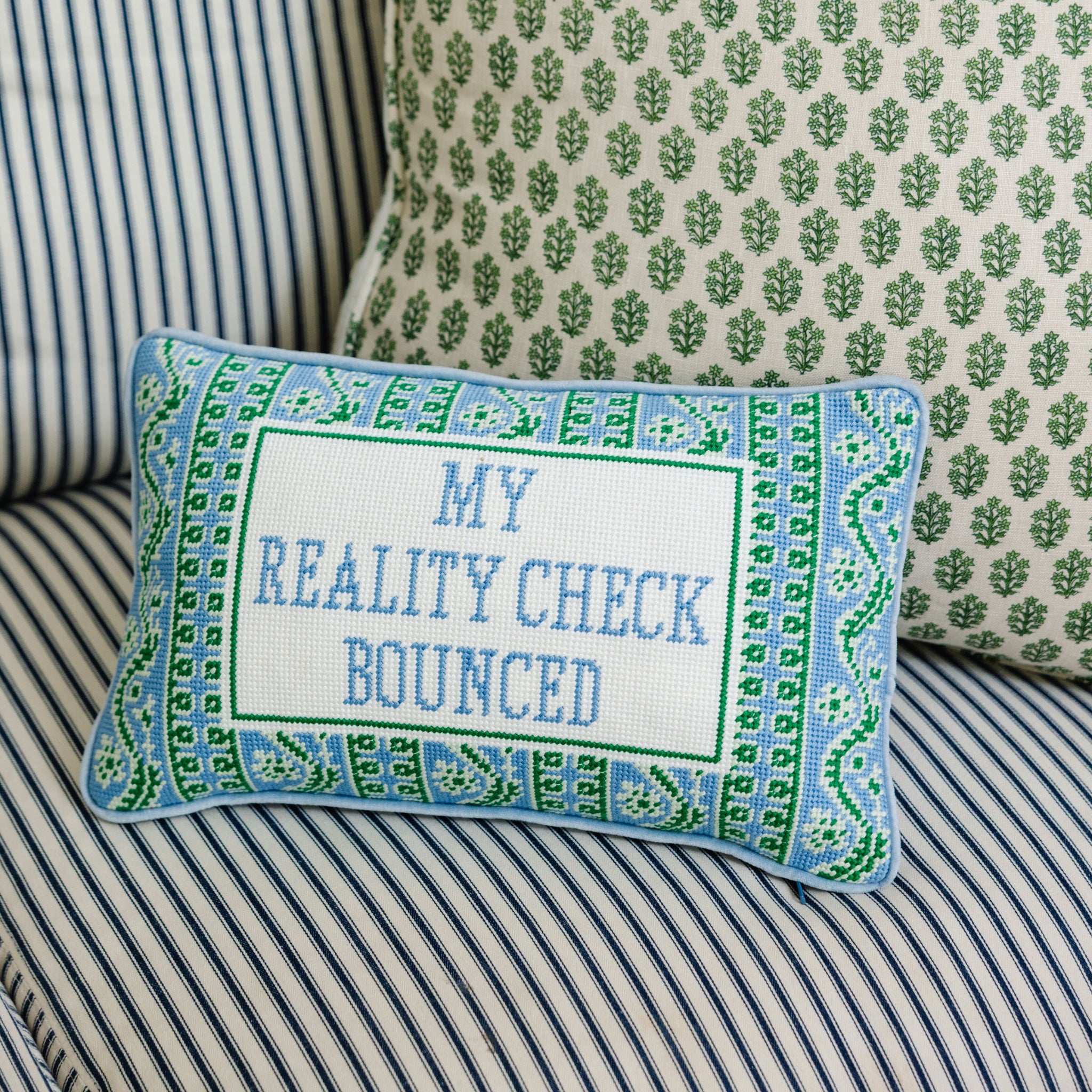 My Reality Check Bounced Needlepoint Pillow – Furbish Studio