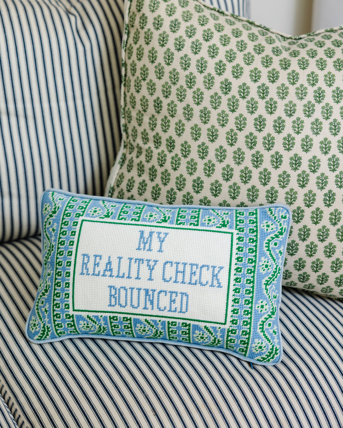 Reality Check Needlepoint Pillow - Furbish Studio