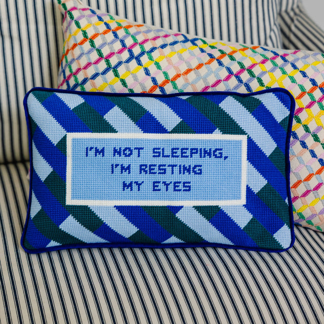 Eyes Resting Needlepoint Pillow - Furbish Studio
