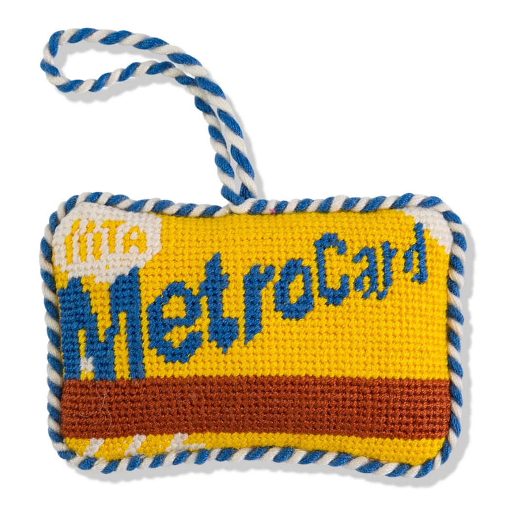 Needlepoint Icon Ornament - Metro Card - Furbish Studio