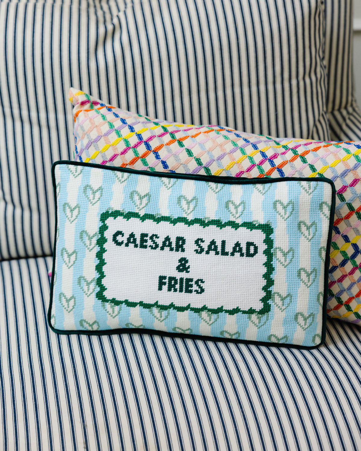 Girl Dinner Needlepoint Pillow
