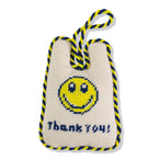 Textile product with smiley face and 'Thank You!' text on a white background