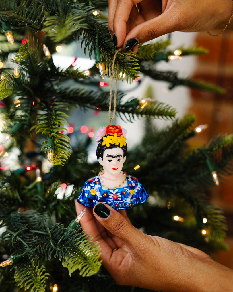 Frida Kahlo Ornament - Blue - Furbish Studio