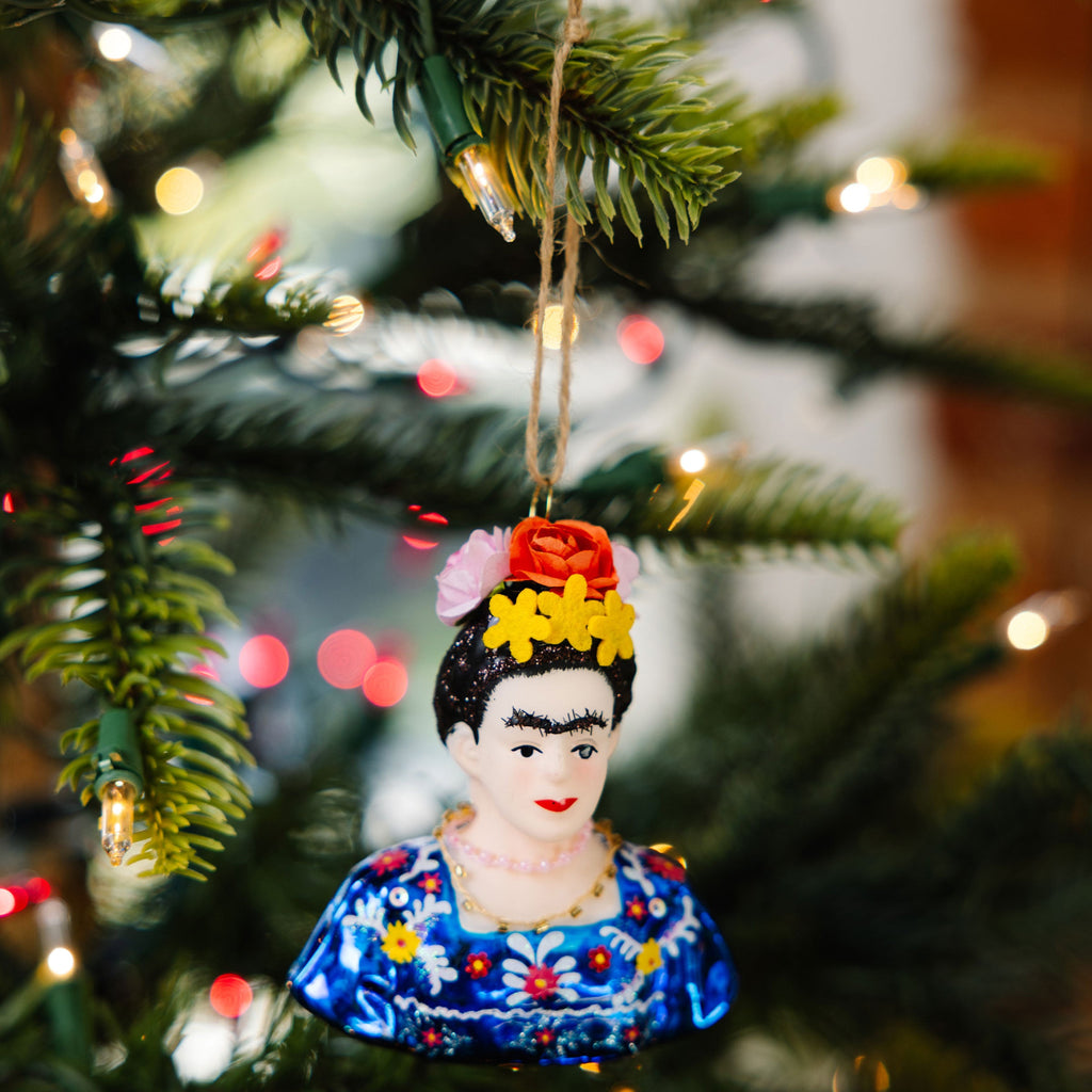 Frida Kahlo Ornament - Blue - Furbish Studio