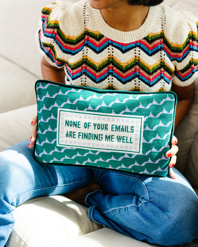 Emails Finding Me Needlepoint Pillow - Furbish Studio