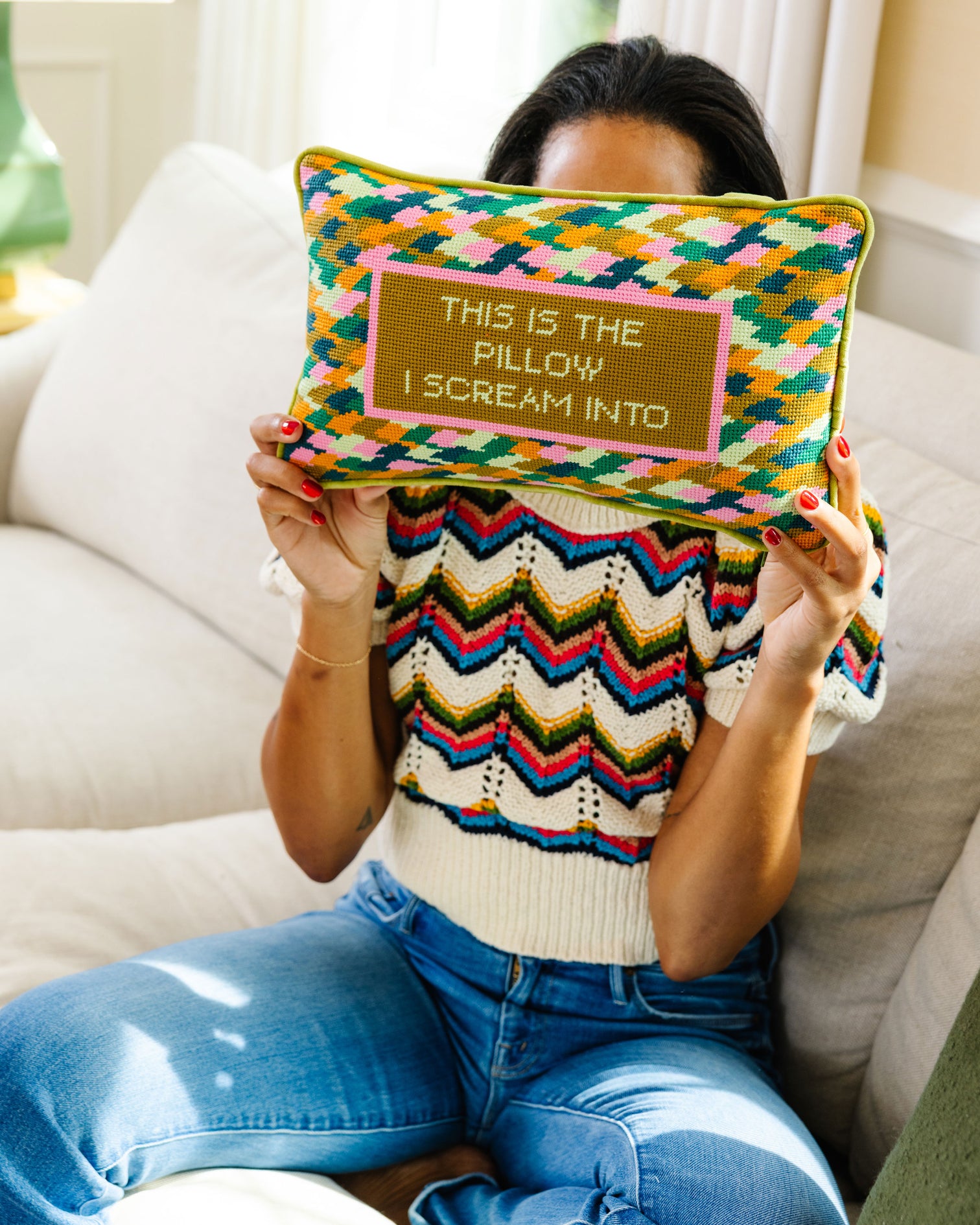 verdy creativedrugstore CDS pillow クッション Scream Needlepoint Pillow - Furbish Studio