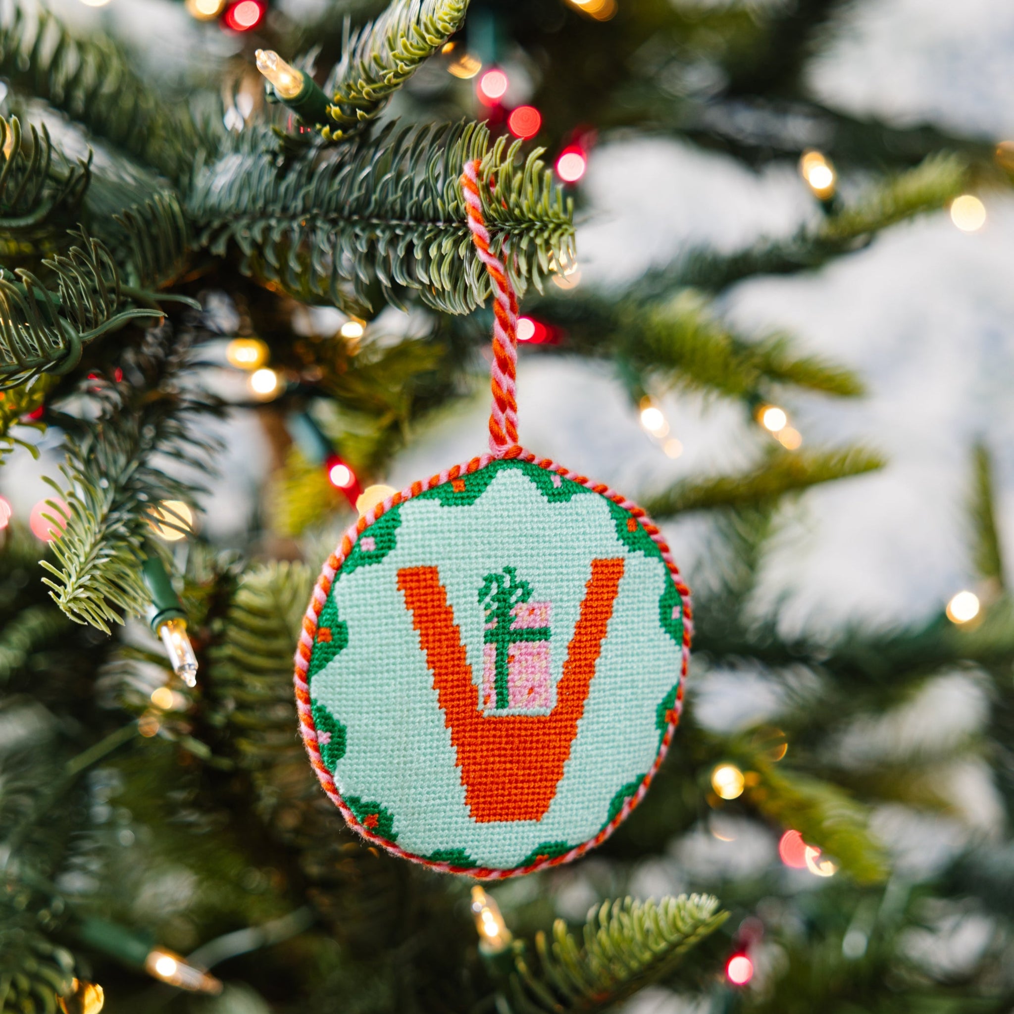 Needlepoint Monogram Ornament - Thumbnail 4