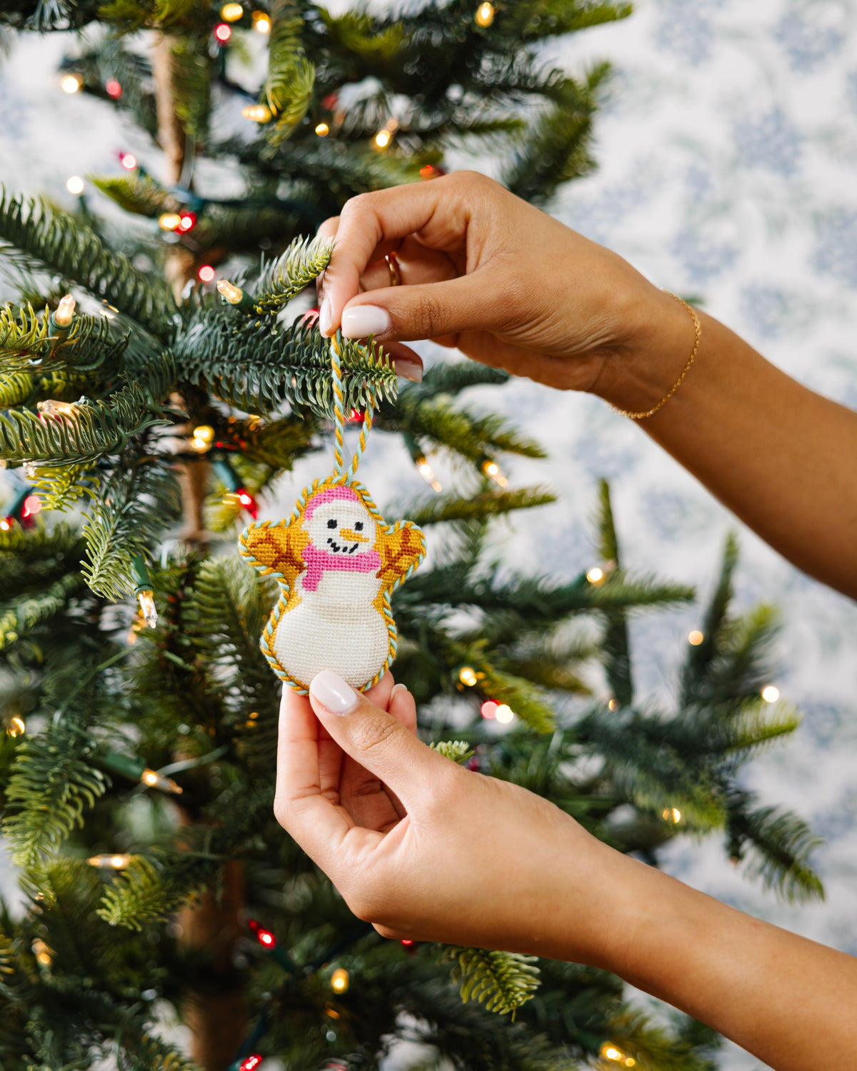 Needlepoint Icon Ornament - Snowman - Furbish Studio
