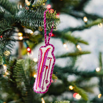 Needlepoint Icon Ornament - Skis - Furbish Studio