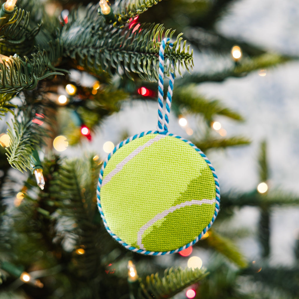Needlepoint Icon Ornament - Tennis Ball - Furbish Studio