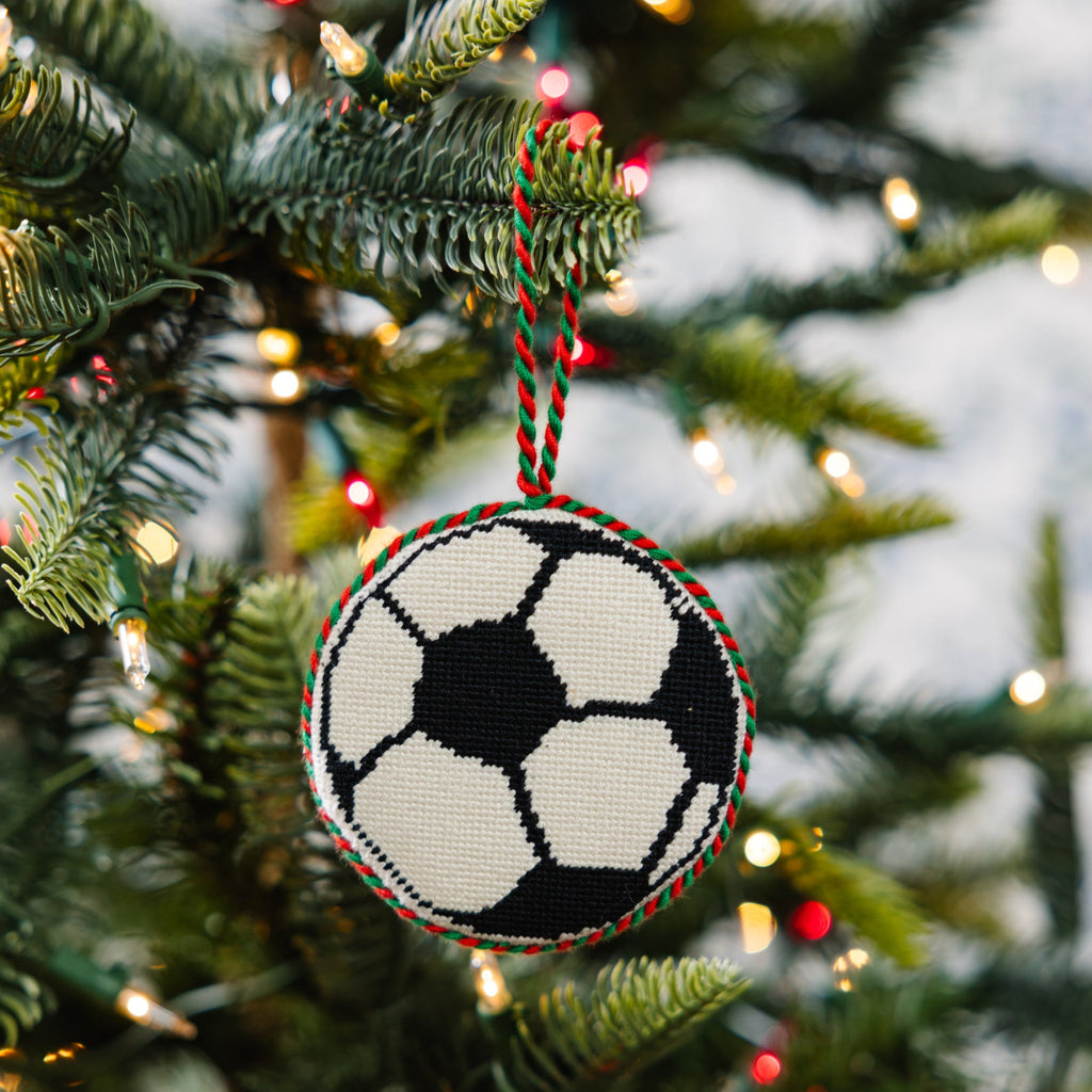 Needlepoint Icon Ornament - Soccer Ball - Furbish Studio