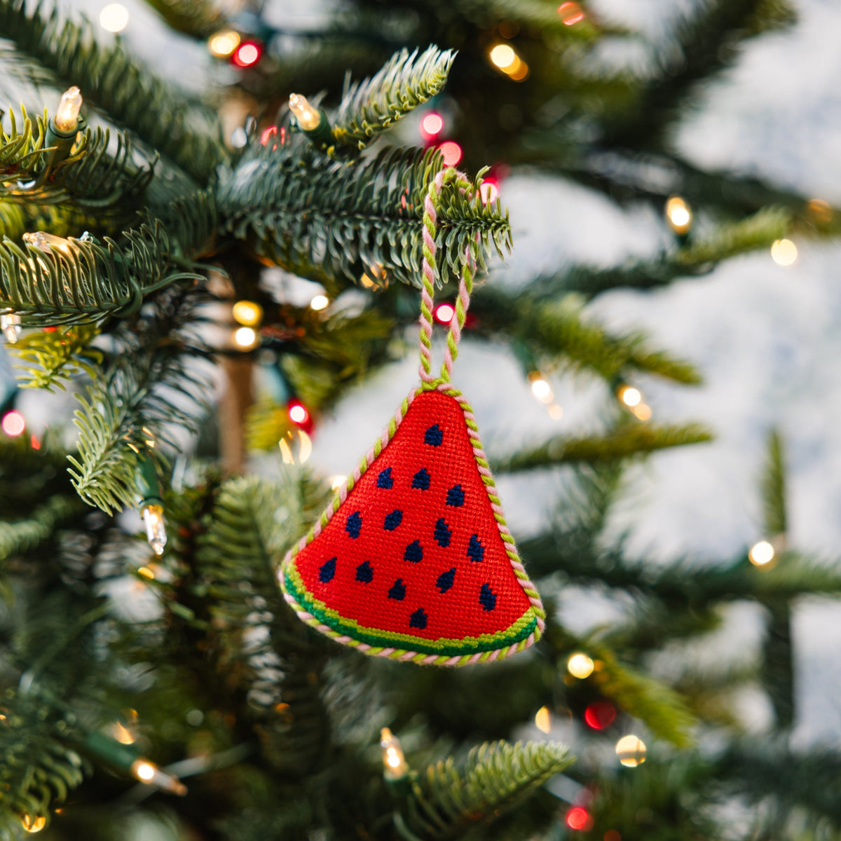 Needlepoint Icon Ornament - Watermelon - Furbish Studio