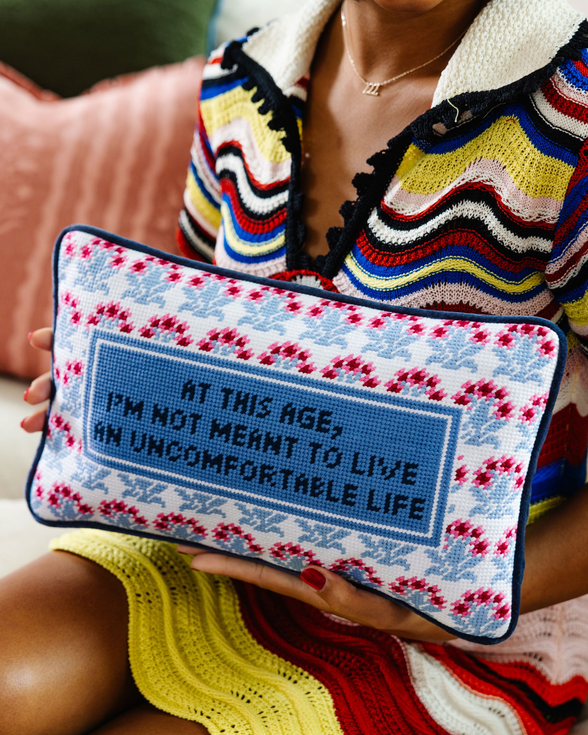Uncomfortable Needlepoint Pillow - Furbish Studio