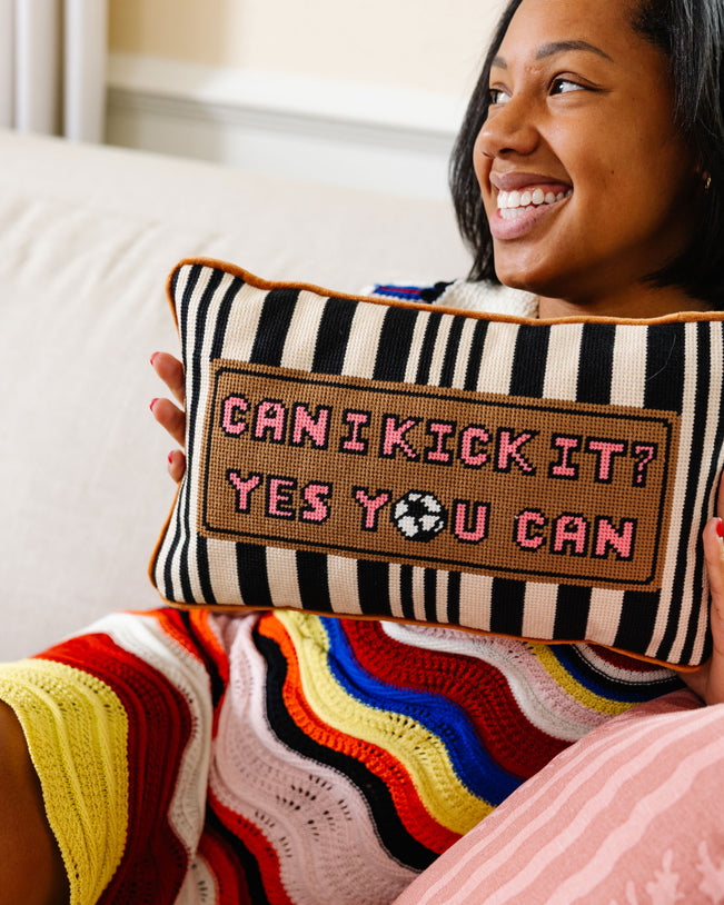 Can I Kick It Needlepoint Pillow - Furbish Studio