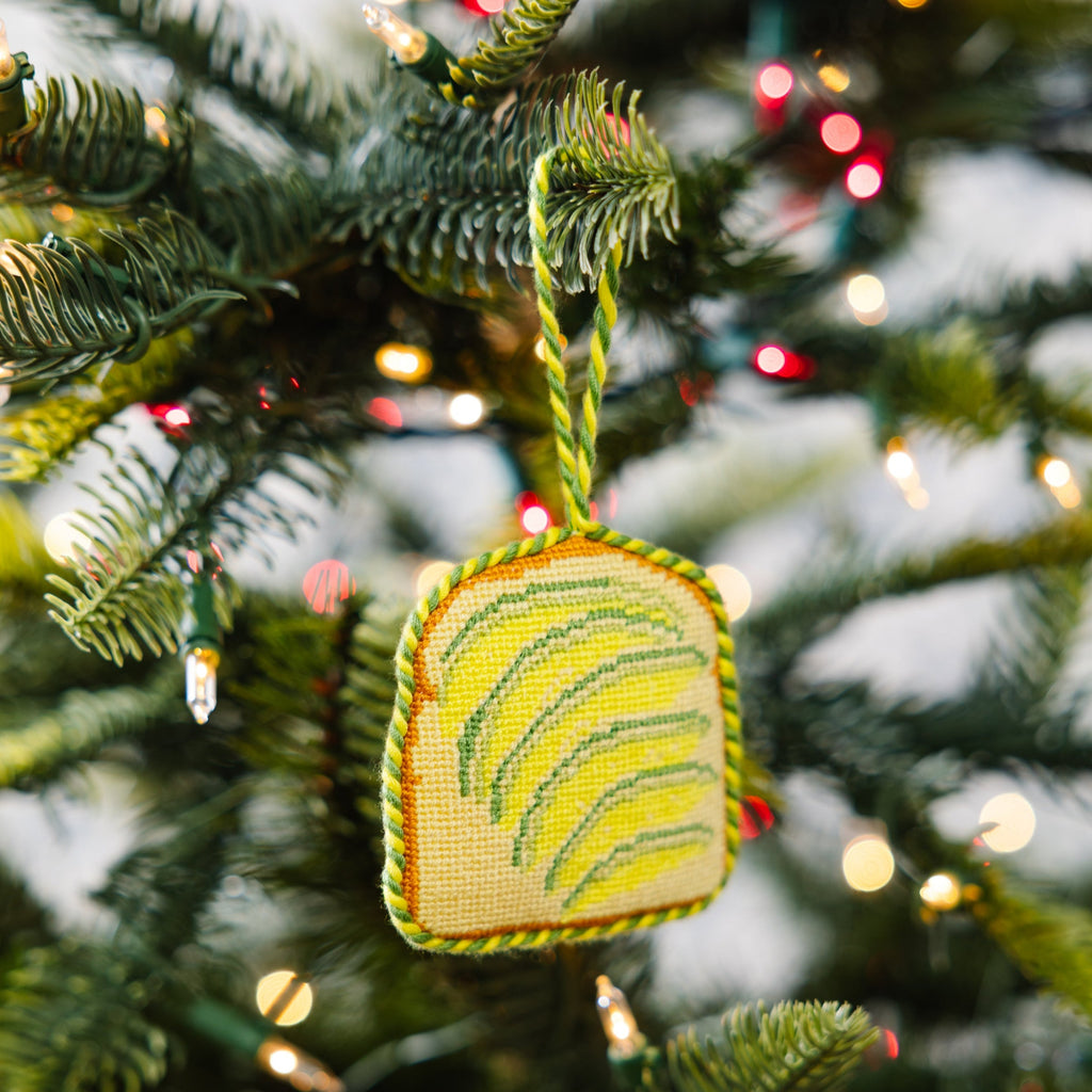 Needlepoint Icon Ornament - Avocado Toast - Furbish Studio