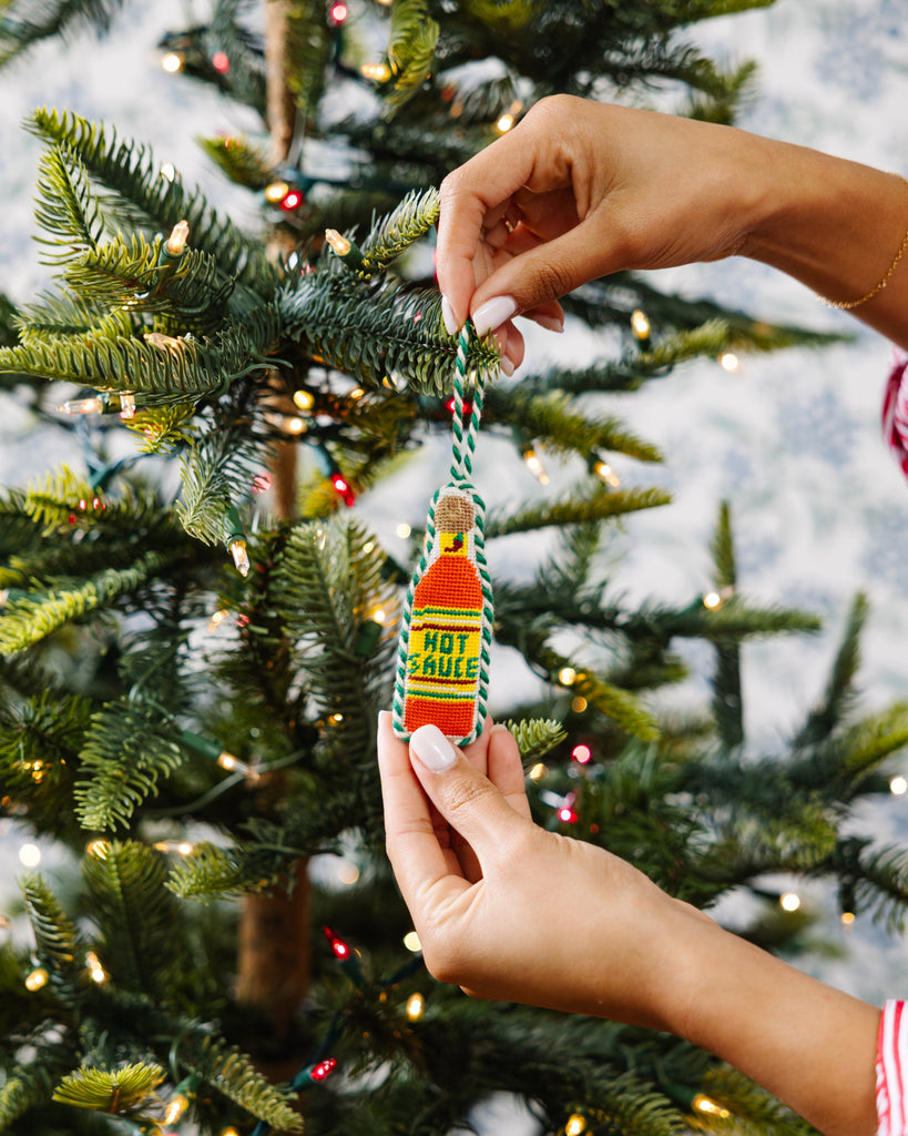 Needlepoint Icon Ornament - Hot Sauce - Furbish Studio