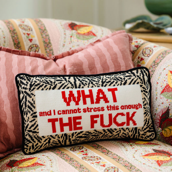 Furbish Studio WTF Needlepoint Pillow - Main Image