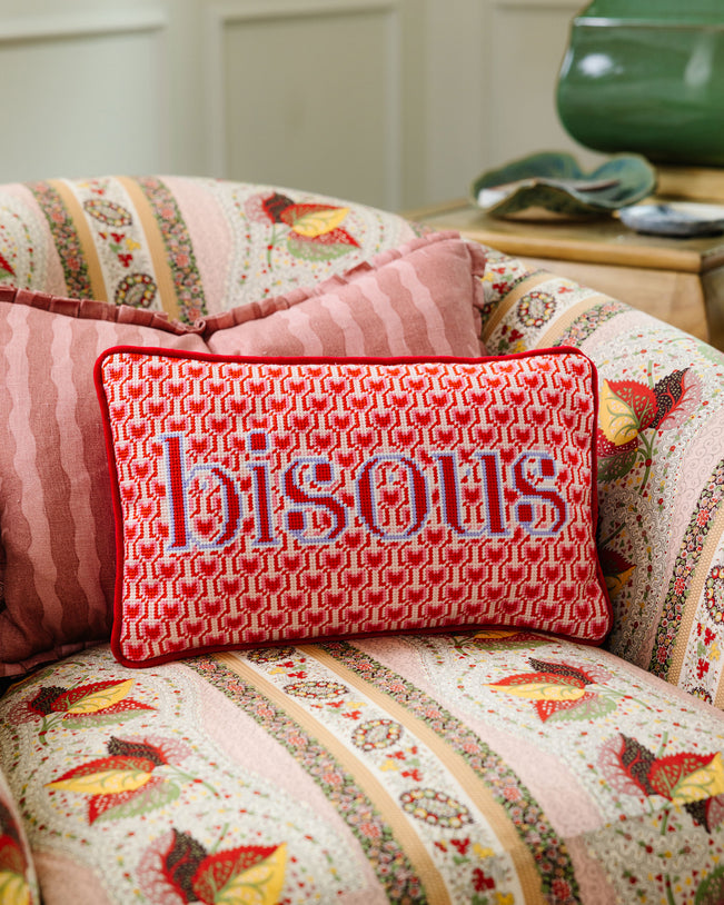 Bundle - Bisous Needlepoint Pillow - Furbish Studio